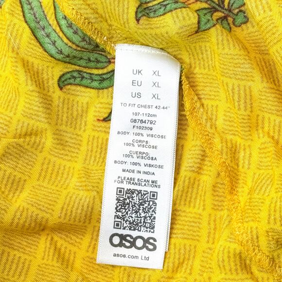 ASOS Boho Yellow Floral Kimono Wrap Mini Dress - XL - Picture 7 of 8